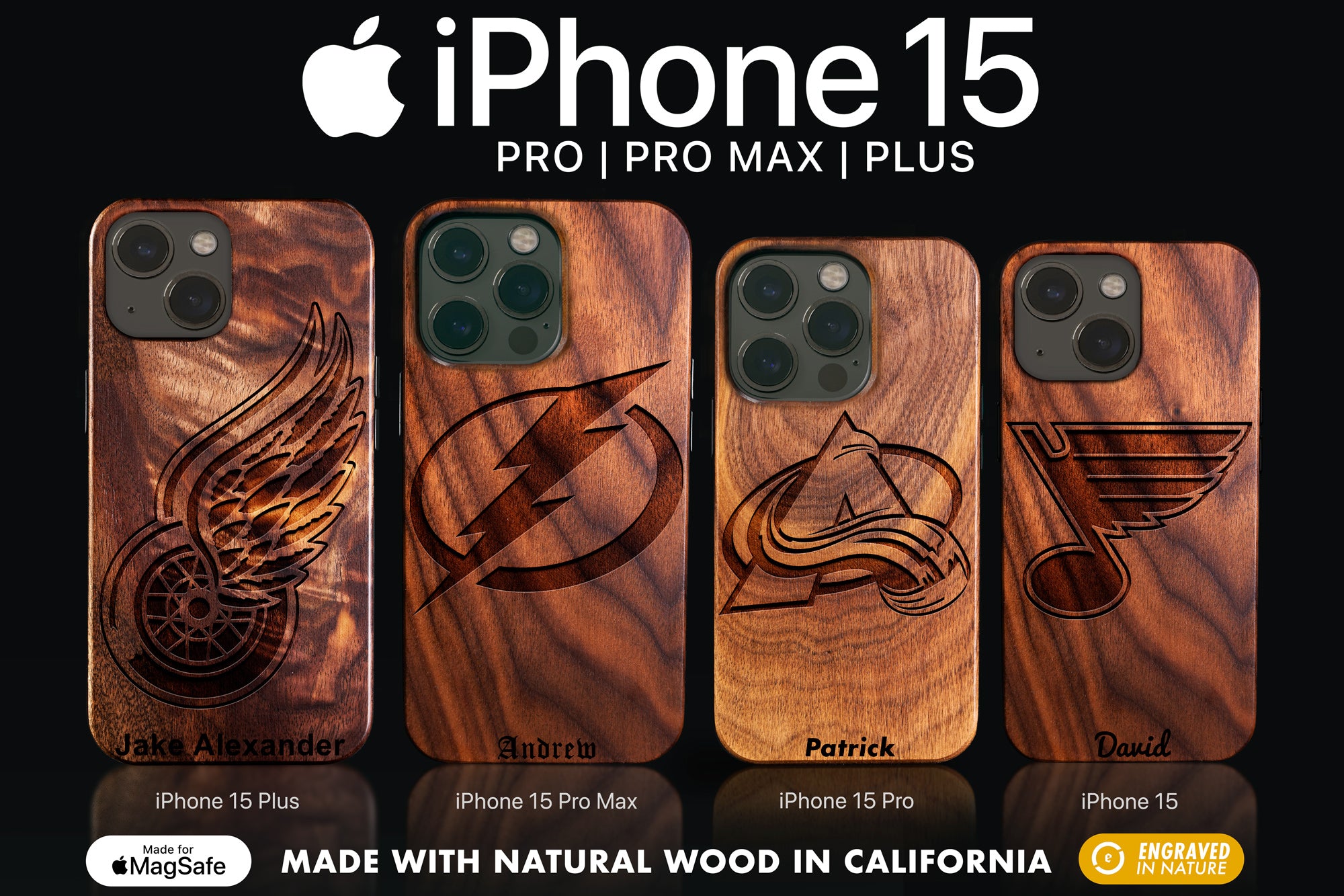 Custom NHL Hockey iPhone 15 Series Cases and Covers |For iPhone 15|15  Pro|15 Pro Max|15 Plus - Engraved in Nature – Engraved In Nature