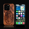 Custom A.C. Milan iPhone 16/16 Pro/16 Pro Max/16 Plus Case - Carved Wood A.C. Milan Cover