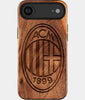 Eco-friendly AC Milan iPhone 17 Air Case - Carved Wood Custom AC Milan Gift For Him - Monogrammed Personalized iPhone 17 Air Cover By Engraved In Nature