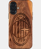 Eco-friendly AC Milan iPhone 17 Case - Carved Wood Custom AC Milan Gift For Him - Monogrammed Personalized iPhone 17 Cover By Engraved In Nature