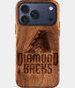 Eco-friendly Arizona Diamondbacks iPhone 17 Pro Max Case - Carved Wood Custom Arizona Diamondbacks Gift For Him - Monogrammed Personalized iPhone 17 Pro Max Cover By Engraved In Nature