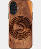 Eco-friendly Atlanta Hawks iPhone 17 Case - Carved Wood Custom Atlanta Hawks Gift For Him - Monogrammed Personalized iPhone 17 Cover By Engraved In Nature