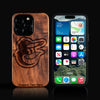 Custom Baltimore Orioles iPhone 16/16 Pro/16 Pro Max/16 Plus Case - Carved Wood Orioles Cover