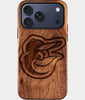 Eco-friendly Baltimore Orioles iPhone 17 Pro Max Case - Carved Wood Custom Baltimore Orioles Gift For Him - Monogrammed Personalized iPhone 17 Pro Max Cover By Engraved In Nature