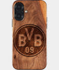 Eco-friendly Borussia Dortmund iPhone 17 Case - Carved Wood Custom Borussia Dortmund Gift For Him - Monogrammed Personalized iPhone 17 Cover By Engraved In Nature