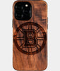 Custom Boston Bruins iPhone 16/16 Pro/16 Pro Max/16 Plus Case - Wood Boston Bruins Cover - Eco-friendly Boston Bruins iPhone 16 Case - Carved Wood Custom Boston Bruins Gift For Him - Monogrammed Personalized iPhone 16 Cover By Engraved In Nature