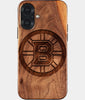 Eco-friendly Boston Bruins iPhone 17 Case - Carved Wood Custom Boston Bruins Gift For Him - Monogrammed Personalized iPhone 17 Cover By Engraved In Nature