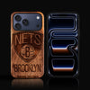 Custom Brooklyn Nets iPhone 17/17 Pro/17 Pro Max/17 Air Case - Carved Wood Nets Cover