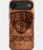 Eco-friendly Brooklyn Nets iPhone 17 Air Case - Carved Wood Custom Brooklyn Nets Gift For Him - Monogrammed Personalized iPhone 17 Air Cover By Engraved In Nature