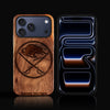 Custom Buffalo Sabres iPhone 17/17 Pro/17 Pro Max/17 Air Case - Carved Wood Sabres Cover