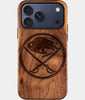 Eco-friendly Buffalo Sabres iPhone 17 Pro Case - Carved Wood Custom Buffalo Sabres Gift For Him - Monogrammed Personalized iPhone 17 Pro Cover By Engraved In Nature