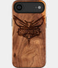Eco-friendly Charlotte Hornets iPhone 17 Air Case - Carved Wood Custom Charlotte Hornets Gift For Him - Monogrammed Personalized iPhone 17 Air Cover By Engraved In Nature