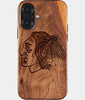 Eco-friendly Chicago Blackhawks iPhone 17 Case - Carved Wood Custom Chicago Blackhawks Gift For Him - Monogrammed Personalized iPhone 17 Cover By Engraved In Nature