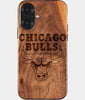 Eco-friendly Chicago Bulls iPhone 17 Case - Carved Wood Custom Chicago Bulls Gift For Him - Monogrammed Personalized iPhone 17 Cover By Engraved In Nature