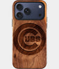 Eco-friendly Chicago Cubs iPhone 17 Pro Case - Carved Wood Custom Chicago Cubs Gift For Him - Monogrammed Personalized iPhone 17 Pro Cover By Engraved In Nature