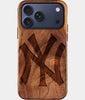Eco-friendly Classic New York Yankees iPhone 17 Pro Case - Carved Wood Custom New York Yankees Gift For Him - Monogrammed Personalized iPhone 17 Pro Cover By Engraved In Nature