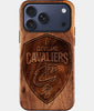 Eco-friendly Cleveland Cavaliers iPhone 17 Pro Max Case - Carved Wood Custom Cleveland Cavaliers Gift For Him - Monogrammed Personalized iPhone 17 Pro Max Cover By Engraved In Nature