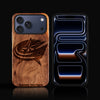 Custom Columbus Blue Jackets iPhone 17/17 Pro/17 Pro Max/17 Air Case - Carved Wood Blue Jackets Cover
