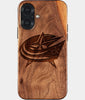 Eco-friendly Columbus Blue Jackets iPhone 17 Case - Carved Wood Custom Columbus Blue Jackets Gift For Him - Monogrammed Personalized iPhone 17 Cover By Engraved In Nature