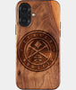 Eco-friendly Denver Nuggets iPhone 17 Case - Carved Wood Custom Denver Nuggets Gift For Him - Monogrammed Personalized iPhone 17 Cover By Engraved In Nature