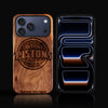 Custom Detroit Pistons iPhone 17/17 Pro/17 Pro Max/17 Air Case - Carved Wood Pistons Cover
