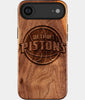 Eco-friendly Detroit Pistons iPhone 17 Air Case - Carved Wood Custom Detroit Pistons Gift For Him - Monogrammed Personalized iPhone 17 Air Cover By Engraved In Nature