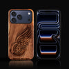 Custom Detroit Red Wings iPhone 17/17 Pro/17 Pro Max/17 Air Case - Carved Wood Red Wings Cover
