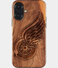 Eco-friendly Detroit Red Wings iPhone 17 Case - Carved Wood Custom Detroit Red Wings Gift For Him - Monogrammed Personalized iPhone 17 Cover By Engraved In Nature