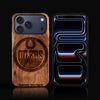 Custom Edmonton Oilers iPhone 17/17 Pro/17 Pro Max/17 Air Case - Carved Wood Oilers Cover