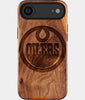 Eco-friendly Edmonton Oilers iPhone 17 Air Case - Carved Wood Custom Edmonton Oilers Gift For Him - Monogrammed Personalized iPhone 17 Air Cover By Engraved In Nature