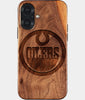 Eco-friendly Edmonton Oilers iPhone 17 Case - Carved Wood Custom Edmonton Oilers Gift For Him - Monogrammed Personalized iPhone 17 Cover By Engraved In Nature