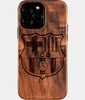 Custom FC Barcelona iPhone 16/16 Pro/16 Pro Max/16 Plus Case - Wood FC Barcelona Cover - Eco-friendly FC Barcelona iPhone 16 Case - Carved Wood Custom FC Barcelona Gift For Him - Monogrammed Personalized iPhone 16 Cover By Engraved In Nature