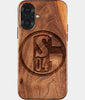 Eco-friendly FC Schalke 04 iPhone 17 Case - Carved Wood Custom FC Schalke 04 Gift For Him - Monogrammed Personalized iPhone 17 Cover By Engraved In Nature