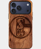 Eco-friendly FC Schalke 04 iPhone 17 Pro Case - Carved Wood Custom FC Schalke 04 Gift For Him - Monogrammed Personalized iPhone 17 Pro Cover By Engraved In Nature
