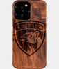Custom Florida Panthers iPhone 16/16 Pro/16 Pro Max/16 Plus Case - Wood Panthers Cover - Eco-friendly Florida Panthers iPhone 16 Case - Carved Wood Custom Florida Panthers Gift For Him - Monogrammed Personalized iPhone 16 Cover By Engraved In Nature
