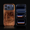 Custom Golden State Warriors iPhone 17/17 Pro/17 Pro Max/17 Air Case - Carved Wood Warriors Cover