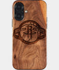 Eco-friendly Houston Rockets iPhone 17 Case - Carved Wood Custom Houston Rockets Gift For Him - Monogrammed Personalized iPhone 17 Cover By Engraved In Nature