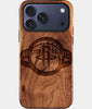 Eco-friendly Houston Rockets iPhone 17 Pro Case - Carved Wood Custom Houston Rockets Gift For Him - Monogrammed Personalized iPhone 17 Pro Cover By Engraved In Nature
