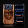 Custom Las Vegas Raiders iPhone 17/17 Pro/17 Pro Max/17 Air Case - Carved Wood Raiders Cover