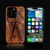 Custom Los Angeles Angels iPhone 16/16 Pro/16 Pro Max/16 Plus Case - Carved Wood Angels Cover