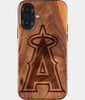 Eco-friendly Los Angeles Angels iPhone 17 Case - Carved Wood Custom Los Angeles Angels Gift For Him - Monogrammed Personalized iPhone 17 Cover By Engraved In Nature