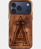 Eco-friendly Los Angeles Angels iPhone 17 Pro Max Case - Carved Wood Custom Los Angeles Angels Gift For Him - Monogrammed Personalized iPhone 17 Pro Max Cover By Engraved In Nature