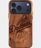 Eco-friendly Los Angeles Dodgers iPhone 17 Pro Case. Dodgers 2025 World Series Cases. Carved Wood Custom Los Angeles Dodgers Gift For Him - Monogrammed Personalized iPhone 17 Pro Cover By Engraved In Nature
