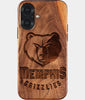 Eco-friendly Memphis Grizzlies iPhone 17 Case - Carved Wood Custom Memphis Grizzlies Gift For Him - Monogrammed Personalized iPhone 17 Cover By Engraved In Nature