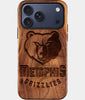 Eco-friendly Memphis Grizzlies iPhone 17 Pro Max Case - Carved Wood Custom Memphis Grizzlies Gift For Him - Monogrammed Personalized iPhone 17 Pro Max Cover By Engraved In Nature