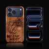 Custom Miami Heat iPhone 17/17 Pro/17 Pro Max/17 Air Case - Carved Wood Heat Cover