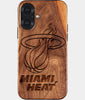 Eco-friendly Miami Heat iPhone 17 Case - Carved Wood Custom Miami Heat Gift For Him - Monogrammed Personalized iPhone 17 Cover By Engraved In Nature