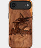 Eco-friendly Miami Marlins iPhone 17 Air Case - Carved Wood Custom Miami Marlins Gift For Him - Monogrammed Personalized iPhone 17 Air Cover By Engraved In Nature