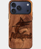 Eco-friendly Miami Marlins iPhone 17 Pro Case - Carved Wood Custom Miami Marlins Gift For Him - Monogrammed Personalized iPhone 17 Pro Cover By Engraved In Nature
