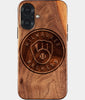 Eco-friendly Milwaukee Brewers iPhone 17 Case - Carved Wood Custom Milwaukee Brewers Gift For Him - Monogrammed Personalized iPhone 17 Cover By Engraved In Nature